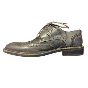 Penguin Munsingwear Welton Gray Leather Brogue Wingtip Derby Shoes Mens Size 8